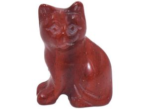 Image of Firetti Tierfigur Schmuck Geschenk Dekofigur Farbstein Edelstein Katze Jaspis (1 St), Roter Jaspis, rot