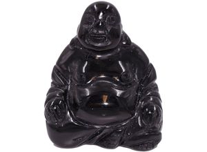 Image of Firetti Buddhafigur Schmuck Geschenk Edelsteinfigur Selbstbewusstsein & Kraft Onyx (1 St), Onyx, schwarz