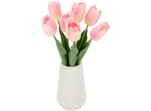 4019844754204 - Kunstblume IGEA Real-Touch-Tulpen Kunstpflanzen Gr B H L 17 cm x 33 cm x 17 cm 1 St rosa (dunkelrosa) Kunst-Blumen Kunstpflanzen Vase aus Keramik