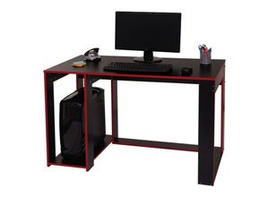 Image of Schreibtisch MCW-J26, Computertisch Bürotisch, 120x60x76cm ~ schwarz-rot