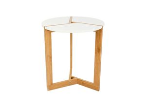Image of Nordic Style Beistelltisch 40 x 45 cm Holz Tisch Rund Couchtisch Nachttisch Weiß