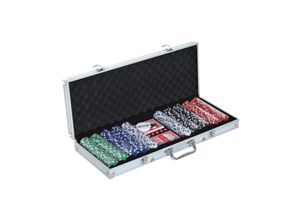 4250871234585 - Pokerkoffer inklusive Pokerset silber 555 x 22 x 65 cm (LxBxH) Pokerchips Poker Set Pokerkarten Jetons Koffer