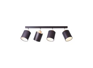 4004353391620 - Lampe Vonnie Spotbalken 4flg schwarz holzfarbend Metall Holz Textil 4x A60 E27 25WNormallampen (nicht enthalten) - schwarz - Brilliant