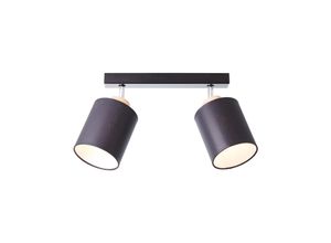 4004353391606 - BRILLIANT Lampe Vonnie Spotbalken 2flg schwarz holzfarbend Metall Holz Textil 2x A60 E27 25WNormallampen (nicht enthalten) - schwarz