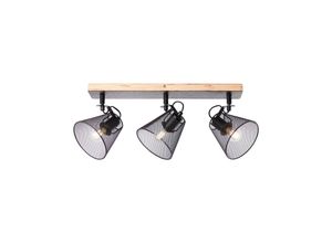 4004353378768 - Lampe Whole Spotbalken 3flg schwarz holzfarbend Metall Holz 3x D45 E14 40WTropfenlampen (nicht enthalten) - schwarz - Brilliant