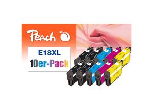 7640182386986 - E18 XL 10 Druckerpatronen XL (2*bk bk c m y) ersetzt Epson No 18XL C13T18164010 für zB Epson Expression Home XP -100 (wiederaufbereitet)