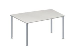 4251898814347 - Genius Konferenztisch MODENA FLEX Tonne 4-Fuß Rundrohr B 1400 x T 1000 x H 720-840 mm lichtgrau weißaluminium RAL 9006