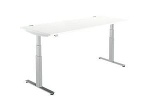 4250510860861 - Select Schreibtisch DRIVE UP 2 elektrisch höhenverstellbar Rechteck T-Fuß B 1800 x T 800 x H 630-1290 mm weiß weißaluminium