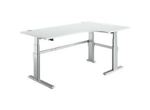 4250510871270 - Winkelschreibtisch Komfort elektrisch höhenverstellbar 90° Winkel rechts C-Fuß B 2000 x T 1200 800 x H 655-1305 mm lichtgrau weißaluminium 4250510871270 - Winkelschreibtisch Komfort elektrisch höhenverstellbar 90° Winkel rechts C-Fuß B 2000 x T 1200 800 x H 655-1305 mm lichtgrau weißaluminium