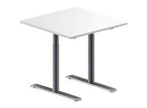 4251898814835 - Genius Konferenztisch MODENA FLEX Quadrat T-Fuß Rundrohr B 800 x T 800 x H 650-850 mm weiß weißaluminium RAL 9006