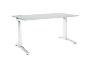 4250510857533 - Genius Schreibtisch PLANOVA ergoSTYLE C-Fuß Rechteck man höhenverstellbar B 1600 x T 800 x H 675-895 mm lichtgrau weiß