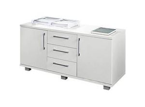 4250510807675 - Genius Sideboard 3 Schübe & 2 Türen Metallgriffe B 1200 x T 500 x H 600 mm weiß weiß