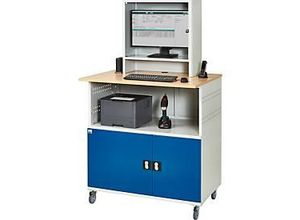 4040376879332 - Computer-Station Typ 1023 Monitorfach bis 26“ Ablagefach Arbeitsplatte Unterschrank bis 200 kg B 1100 x T 790 x H 1890 mm Stahl Holz mobil 4040376879332 - Computer-Station Typ 1023 Monitorfach bis 26“ Ablagefach Arbeitsplatte Unterschrank bis 200 kg B 1100 x T 790 x H 1890 mm Stahl Holz mobil