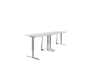 4250510879917 - Select Schreibtisch elektrisch höhenverstellbar Rechteck T-Fuß B 1600 x T 800 x H 705-1205 mm lichtgrau weißaluminium