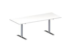 4251898817263 - Genius Konferenztisch MODENA FLEX Rechteck T-Fuß Rundrohr B 2000 x T 800 x H 650-850 mm weiß weißaluminium RAL 9006