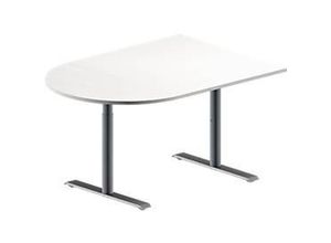 4251898815139 - Genius Konferenztisch MODENA FLEX Halbkreis T-Fuß Rundrohr B 1400 x T 1000 x H 650-850 mm weiß weißaluminium RAL 9006