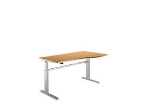 4250510872208 - Schreibtisch Standard elektrisch höhenverstellbar Freiform Ansatz rechts C-Fuß B 1800 x T 1000 800 x H 725-1185 mm Buche weißalu 4250510872208 - Schreibtisch Standard elektrisch höhenverstellbar Freiform Ansatz rechts C-Fuß B 1800 x T 1000 800 x H 725-1185 mm Buche weißalu