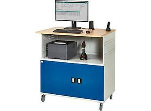 4040376818577 - Computer-Station Typ 1023 Arbeitsplatte Unterschrank bis 200 kg B 1100 x T 790 x H 1180 mm Stahl Holz mobil