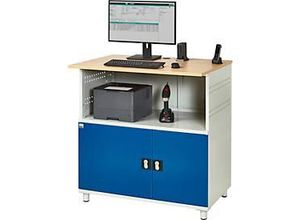 4040376818584 - Computer-Station Typ 1023 Arbeitsplatte Unterschrank bis 200 kg B 1100 x T 790 x H 1130 mm Stahl Holz stationär
