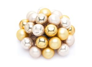 4058896141587 - Weihnachtskugeln am Draht gold creme 2 cm Ø 24 Stück