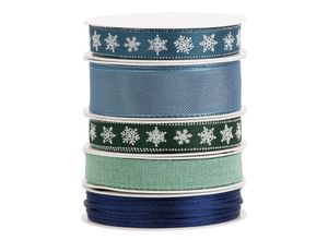 4058896283553 - Bänderpaket Weihnachten grün-blau 2–20 mm 5x 2 m