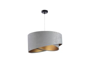 4260183478157 - Pendelleuchte Hängeleuchte Kinga P Velours grey & gold Ø 50 cm 10843 - grau   gold