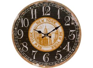 4250965945298 - Wanduhr MYFLAIR MÖBEL & ACCESSOIRES New York Wanduhren Gr B H 45 cm x 338 cm schwarz Wanduhren rund Ø 338 cm Vintage Optik dekorativ in Küche & Wohnzimmer