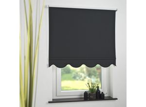 4016318393570 - Seitenzugrollo Kettenzugrollo Volantrollo Rollo Klassik Verdunklung 132 x 180 cm schwarz für Fenster