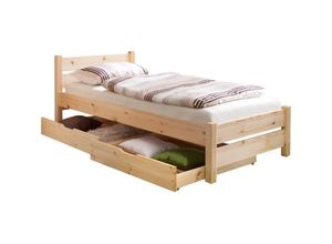 4250393855756 - TiCAA Massivholz Einzelbett Bora Kiefer Natur