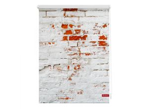 4250434118680 - Lichtblick Rollo Klemmfix ohne Bohren blickdicht Mauer - Weiß Rot 90 x 150 cm (B x L)