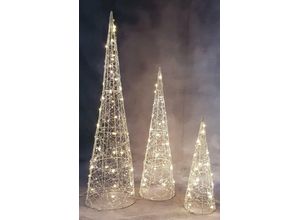 4022622030018 - LED Baum STAR-MAX Pyramide Lampen Gr 90 flammig 3 St silberfarben Deko-Weihnachtsbaum Esszimmerlampe Flurlampe LED-Baum Lichterbaum Weihnachtsdekoration Dekoweihnachtsbäume Lampen mit 90 warmweißen LEDs