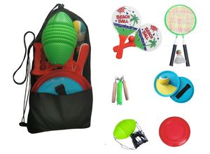 4040109443328 - Garten & Strandspiele Set Beachball Klettball Frisbee Mini-Badminton Boing Ball