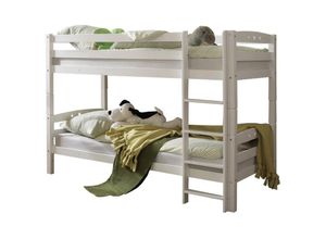 4250393800374 - TiCAA TiCAA Etagenbett Kinderbett Stockbett Funktionsbett für Kinder mit Treppe & Zwei Liegeflächen teilbar aus Buche Massivholz weiß Bettgestell 90 x 200