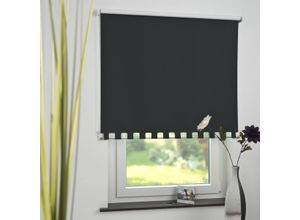 4016318393976 - Seitenzugrollo Kettenzugrollo Volantrollo Rollo Eckig Verdunklung 152 x 180 cm schwarz für Fenster