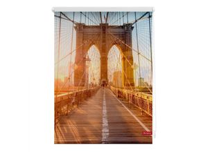 4250434120737 - Lichtblick Rollo Klemmfix ohne Bohren blickdicht Brooklyn Bridge - Orange 100 x 150 cm (B x L)