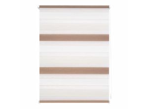 4250434115306 - Lichtblick Duo-Rollo Klemmfix ohne Bohren Bunt - Creme - Weiß - Braun 80 x 200 cm (B x L)