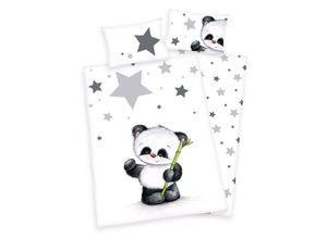 4006891898647 - Flanellbettwäsche 100x135 Panda 8647 Bambussterne für das Babybett