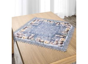 4250225823618 - Mitteldecke mit Spitze ca 80 x 80 cm - Winterlandschaft