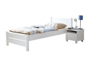 4250393857521 - TiCAA Massivholz Einzelbett Bora Kiefer Weiß