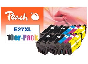 7640182387006 - E27 10 Druckerpatronen XL (2*bk bk c m y) ersetzt Epson T2716 No 27XL C13T27164010*2 für zB Epson WorkForce WF -3600 (wiederaufbereitet)