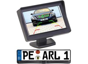 4022107303903 - Lescars Rückfahrkamera PA-470 Funk Nummernschild Einparkhilfe kabellos LCD-Farbmonitor