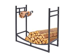 4260631349541 - Never Outdoor Kaminholzregal Holzständer Holzablage mit zusätzlicher Ablage schwarz