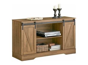 4251388621141 - SoBuy FSB60-BR Sideboard mit Schiebetüren Kommode Schrank Küchenschrank Flurschrank Beistellschrank Lowboard TV-Schrank BHT ca 120x70x40cm