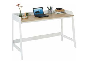Image of Sobuy - FWT41-WN Schreibtisch Tisch Computertisch Bürotisch weiß/natur bht ca.: 125x80x51cm