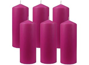 4059222055257 - Hs Candle - Stumpenkerzen Wachskerzen Ø6cm x 17cm ( 6er Pack ) Lila - Lange Brenndauer Hergestellt in eu Kerzen Blockkerzen - Wachs Stumpen - Lila