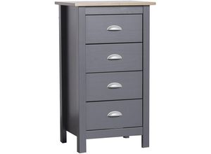 8435487712856 - Vs Venta-stock - Nachtkommode Miranda mit 4 Schubladen In Grau und Eiche - Anthrazitfarbenem 8435487712856 - Vs Venta-stock - Nachtkommode Miranda mit 4 Schubladen In Grau und Eiche - Anthrazitfarbenem