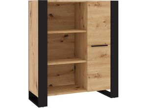 5903769725915 - Bim Furniture - Bücherregal offen nuka j 90 cm schrank handwerks-eiche   schwarz matt