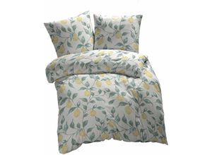 4055971081455 - Etérea - Renforcé Bettwäsche Lemon Weiß 135x200 + 80x80 cm - Weiss