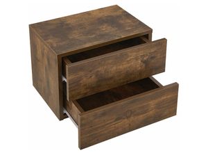 4260565526605 - Wandschrank Nachttisch hängend Holz 40x29x30 cm bth - mit 2 Schubladen - Wandmontage - Nachtkommode stabil - Nachtschrank Natur - Juskys