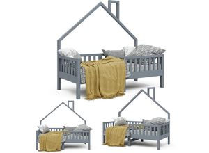 4251421979666 - Hausbett Kinderbett Spielbett Noemi 80x160cm Anthrazit Rausfallschutz